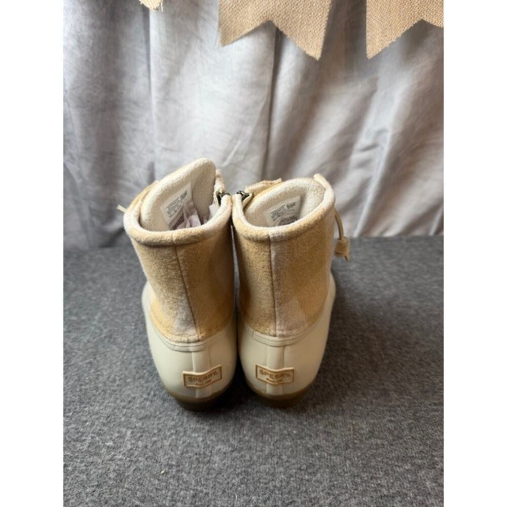 Sperry Women's Saltwater Emboss Wool Boots Waterproof White/Plaid sz 11M - Picture 4 of 10